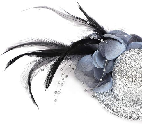 Mini Feather Fascinator Glitter Hat Clip Tea Party Cosplay Costume Decoration in Saudi Arabia