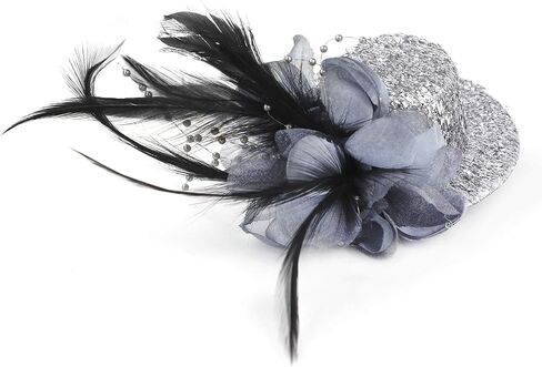 Mini Feather Fascinator Glitter Hat Clip Tea Party Cosplay Costume Decoration in Saudi Arabia