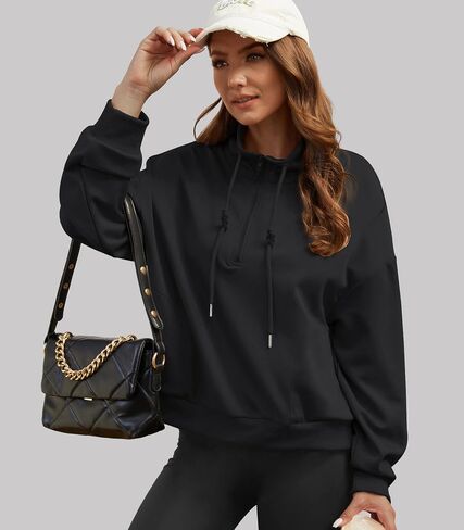Womens Quarter Zip Pullover Casual Half Zip Sweatshirt Long Sleeve Shirts with Pockets Fall Outfits for Women 2024 in Saudi Arabia