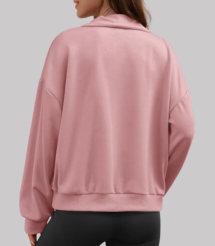 Womens Quarter Zip Pullover Casual Half Zip Sweatshirt Long Sleeve Shirts with Pockets Fall Outfits for Women 2024 in Saudi Arabia