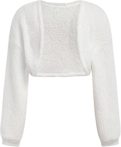 Milumia Girl's Fuzzy Long Sleeve Open Front Cardigans Knitted Shrug Sweaters in Saudi Arabia