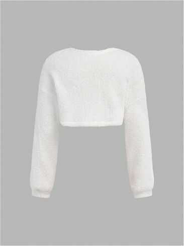 Milumia Girl's Fuzzy Long Sleeve Open Front Cardigans Knitted Shrug Sweaters in Saudi Arabia