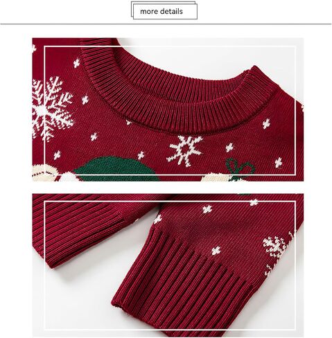 Merry Christmas Kids Sweater, Snowflake Print Long Sleeve Top, Green Knitwear with Bear in Saudi Arabia