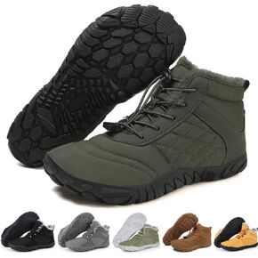 Winter Snow Boots for Women Men, Hike Winter Barefoot Shoes Minimalist Winter Snow Boots Zero Drop & Wide Toe Box & Waterproof Fur Lining Snow Booties Warm Hike Shoes