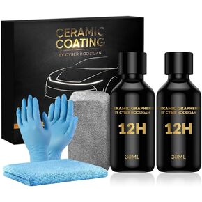 12H Advanced Graphene Ceramic Coating for Cars (30ml x 2) - Car Detailing Kit, Long-Lasting Protection, Ultra High Gloss, Easy Application