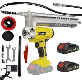 Electric Grease Gun, 20V 10000 PSI Battery Powered Cordless Grease Gun with Super Bright LED Light, 5.0 oz/min, Variable Speed Trigger, 42" Long Flexible Hose, Yellow