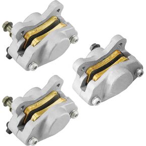 Front Rear Brake Calipers & Pads Fit for Arctic Cat 250 300 375 400 500 1998 1999 2000 2001 2002, Bearcat 454 1996-1998 for 0402-011 0402-010 ATV Brakes - 3 Pcs