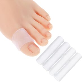 Silicone Toe Sleeves, 4 Pack Cuttable Gel Big Toe Sleeves Soft Gel Protector Toe Cushions Toe Sleeves Protectors Corn Protectors Toe Tube Pads for Hammer Toe Stubbed Toe Corns Calluses(S + L)