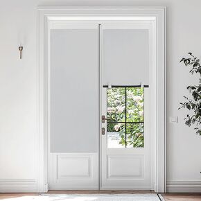 RYB HOME Black 100% Blackout Cordless Roller Shades Cuttable for Windows and Doors with 2 Magnetic Tie Backs Easy to Lift, No Drill Privacy Blinds with Customizable Width, W 36 x L 72, 1 Panel