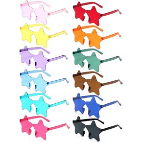 12/26/36 Pairs Rimless Star Shaped Sunglasses Transparent Glasses Bulk Fun Sunglasses for Party Favors