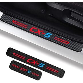 4Pcs Car Door Sill Protector for Mazda CX5 Accessories Fit for CX5 2015-2022, Carbon Fiber Leather Door Sill Sticker, Reflective Automotive Door Sill Guard, Decoration Door Sill Scuff Plate Sticker