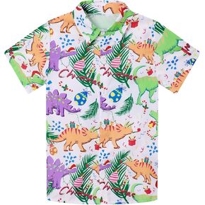 Boy's Hawaiian Shirt Short Sleeve Casual Button Down Beach Aloha Shirt Kids Summer Luau Hawaii Shirts 5–14 Years