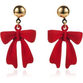 Bow Earrings for Women Sparkly Rhinestone Bow Earrings Red Earrings for Women Pearl Bow Earrings Womens Gifts for Valentines Day in Kuwait