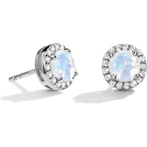Moon Magic - Authentic Moonstone Earrings/Real 925 Sterling Silver - 18k Rose and Yellow Gold Moonstone Earrings for Women/Genuine Moonstone Jewelry by Moon Magic