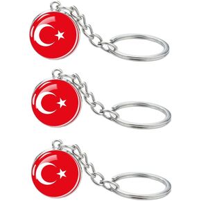 3 Pcs Turkey Flag Key Chain,Cool Keychain for Car Keys, Stainless Steel Keyrings & Keychains,Used for Home Decoration, Jewelry Hanging Decorations.