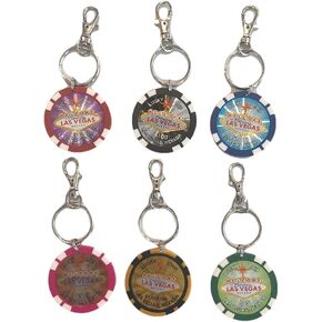 Las Vegas Poker Chip Keychain Set of 6, Multicolor, One Size