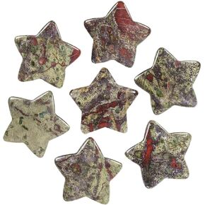 5 Pcs Reiki Crystal Stars Polished Palm Worry Stone for Chakra Balance, DIY Jewelry Making, Meditation, Ruby in Fuchsite