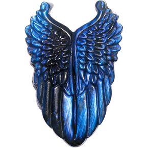 Natural Labradorite Hand Carved, Positive Crystals Meditation Angel Wings Quartz Reiki Ornament for Birthday Christmas Thanksgiving Collectible Decoration Gift
