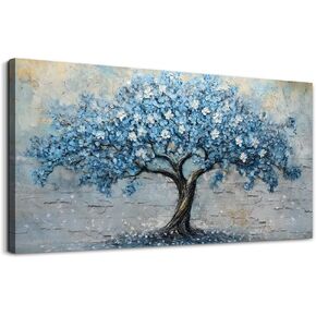 Wapluam Living Room Vintage Wall Art Large Canvas Wall Decor Art For Bedroom Office Decorations Blue Tree Wall Paintings Abstract Wall Pictures Artwork Ready To Hang Modern Farmhouse Home Wall Decor