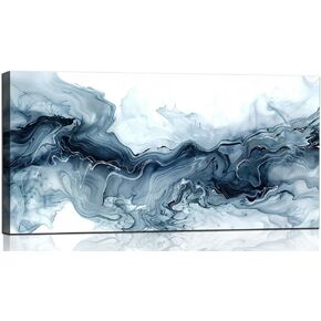 Sense&Sensitivity- Abstract Wall Decor Ocean Wall Art Abstract Painting Modern Vintage Black，White and Grey Abstract Pictures Minimalist Decor Single Line Art Wall Decor for Living Room Kitchen Bedroom Bathroom Office and Hallway Wall Decor 40" x 20"