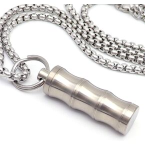 Titanium Small Pill Box Titanium Pill Case Necklace Nitro Mini Waterproof Keychain Pill Holder Lightweight Charming Pendant Necklace Pill Container for Purse Stocking Stuffers for Women Men