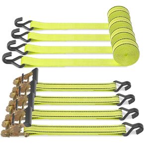 4PC 1.5" x15ft Ratchet Straps Heavy Duty-3000 lbs Break Stength,1000lbs Working Load-Cargo Tie Down Straps with Coated Double J Hooks for Securing Household Appliances, ATVS or Motorcycles