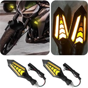 2PCS Motorcycle Turn Signals,Double Color Motorcycle Lights for Turn Indicators & Illumination,Universal Motocycle Accessories Turn Signal Assembly for Motocycle,Dirt-Bike (White/Amber)