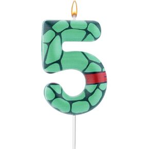 Turtle Shell Birthday Candles, Green Red Turtle Shell Birthday Number Candle Paraffin Turtle Candle Turtle Birthday Decorations Number Candle (Number 4)