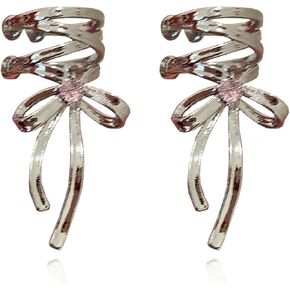 Elegant Ribbon Bow Ear Clip Cuff Earrings Cartilage Bowknot Earrings Jewelry for Women