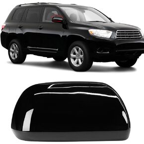 Moonlinks Compatible with Toyota Highlander 2009 2010 2011 2012 2013 2014 Left Side Mirror Cover Replacement, Glossy Black Left Driver Side Door Rearview Mirror Cover Trim Side Mirror Cap Cover