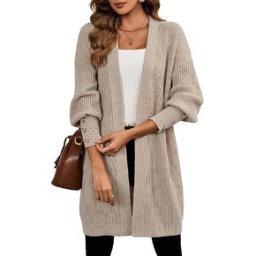 Womens Oversized Thick Long Cardigans Fall 2024 Casual Chunky Ribbed Knit Open Front Button Long Sleeve Cardigan