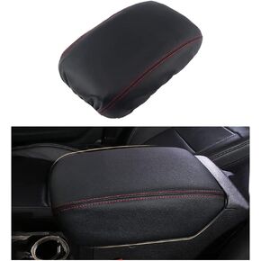 LECART Armrest Cover for Jeep Gladiator Accessories Wrangler JL JLU 2018-2022 Car Center Console Cover Black Leather Red Stitches Auto Interior Anti-Scratch Protector Pad