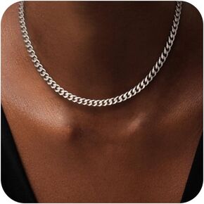 Gold Necklace for Women, 14K Gold Plated Dainty Chunky Cuban Chain Necklaces for Women, Cuban Link Chain Necklaces for Women Trendy Cuban Chain Fashion Jewelry Gifts for Christmas Thanksgiving