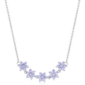 Ross-Simons 3.80 ct. t.w. Tanzanite Floral Necklace in Sterling Silver. 18 inches