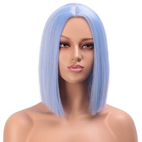 ENTRANCED STYLES Black Bob Wig with Bangs, Short Black Wig for Women Straight Bob Wigs Heat Resistant Synthetic wig Mia Wallace Cleopatra Cospaly Daily Party Use 12"