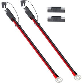 MADCATZ Cable Connector 2 Feet - 10 AWG, 40A, SAE to O-Ring Terminal Harness Extension Cord Quick Disconnect for Battery Charger, Automotive (2 Packs /2 Cover/ 2 Adapter)