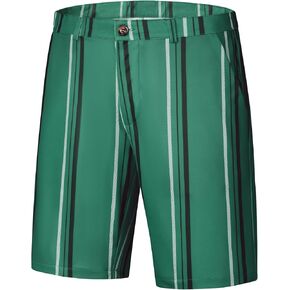 Lars Amadeus Striped Dress Shorts for Men's Regular Fit Lightweight Business Chino Short Pants