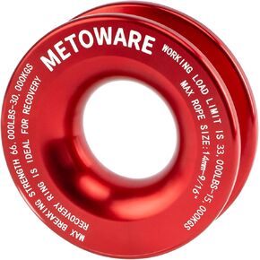 METOWARE Recovery Ring 66,000 LBS Snatch Block Pulley Towing Ring Suit Tow Rope and Soft Shackle Ring for ATV UTV SUV Truck Off-Road Vehicle (Red)