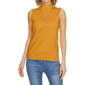 INKOFF Sleeveless Mock Neck Tops for Women Sweater Knit Turtleneck Soft Basic Vest Tank Lightweight