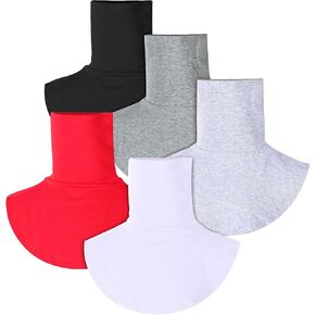 SATINIOR 5 Pieces Fake Turtleneck Dickey Collar Turtleneck Collar Fake Turtleneck Dickey Collar for Women (Red, Black, White, Dark Gray, Gray,5 Pieces)