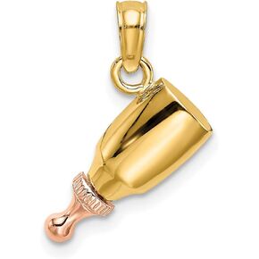 Baby Bottle Charm In Real 14k Yellow Two Tone Gold 14 mm x 11 mm