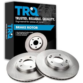 TRQ Front Brake Rotors Set Vented Compatible with 2010-2012 Hyundai Santa Fe 2011-2013 Kia Sorento