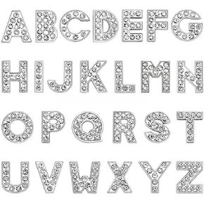 26 pcs A-Z Full Rhinestone Charms 8mm Slide Alphabet Crystal Letters for DIY Slide Wristbands, Bracelets, Hair Clips, and Jewelry Making Charms, shoe lace charms, bracelet charms