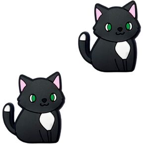 Black Cat Shoe Charms - Cute Animal Decoration Charms Gift for Boys Kids Teens and Adults - Set of 2
