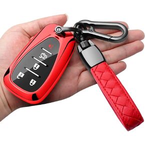 Sindeda for Chevrolet Key Fob Cover with Keychain Soft TPU Full Protection Key Shell Case Compatible with Chevrolet 2016-2024 Chevy Malibu Camaro Cruze Traverse Sonic Volt Bolt Equinox-Black