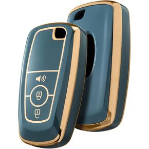 ELOHEI Key Fob Cover for Ford, Premium Soft Full Protection Key Fob Case for 2018-2024 Ford Explorer F-150 Fusion Mustang Escape Edge Bronco Ranger Expedition Accessories,3 Buttons (White)