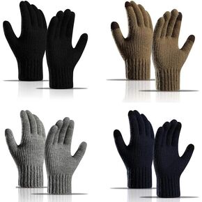 4 Pairs Winter Gloves - Touchscreen Knitted Gloves Hand Warmers For Men Women With Fleece Lined