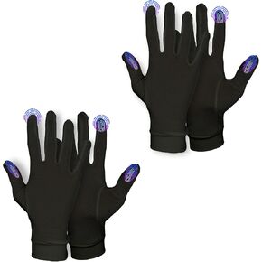 Pure Silk Glove Liners | Soft & Comfortable | Inner Thermal Touchscreen Gloves | Natural Wear | Unisex | Wash Bag Included (Jet Black, Small, 2 Pack)