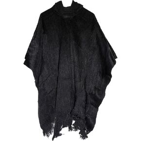 Gamboa Alpaca Poncho Mens Ponchos Adult Pancho Mexican Cloak with Hood Cowboy and Western Poncho Blanket