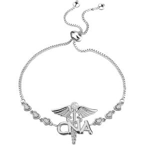 Certified Nursing Assistant Bracelet CNA Charm CNA Caduceus Angel Bracelet Gifts for Nursing Student